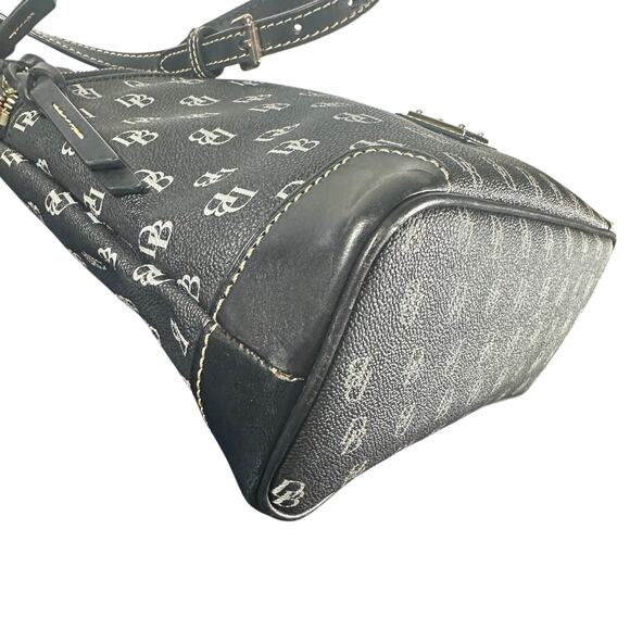 Dooney & Bourke Black Coated Canvas Shoulder Bag Logo Print Classic - Picture 5 of 15